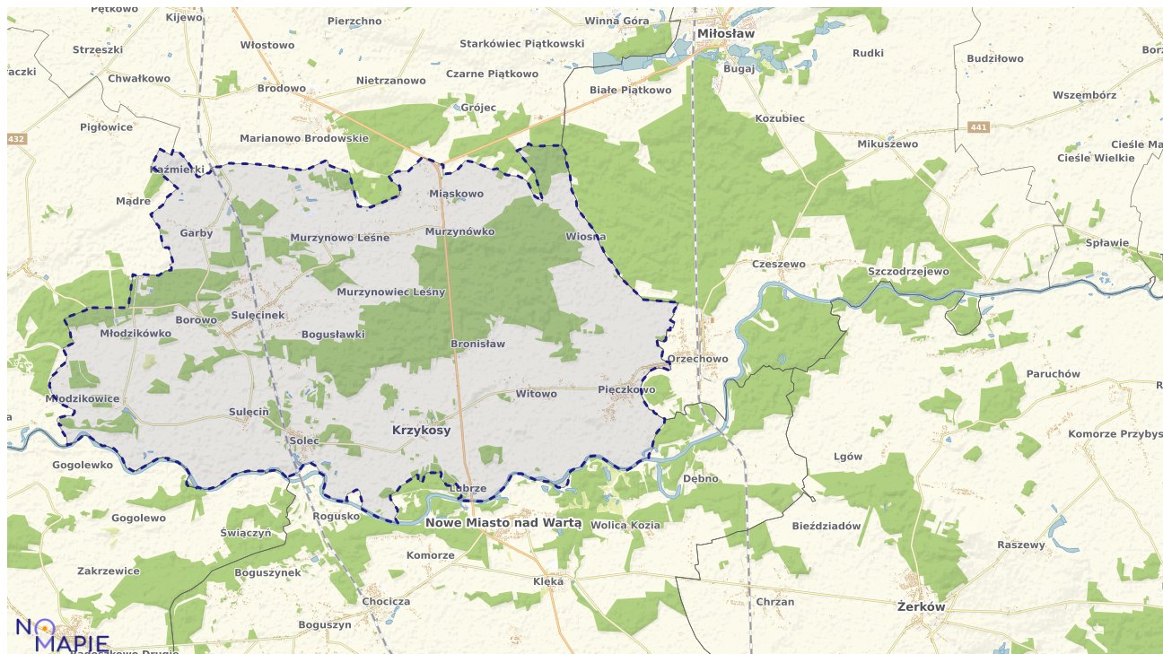 Mapa obszarów ochrony przyrody Krzykos
